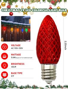 Top Notch Quality Outdoor Commercial Grade C9 LED Red Faceted <b>Replacement</b> <b>Christmas</b> <b>Light</b> <b>Bulb</b> Polycarbonate - Product Image 6