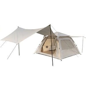 Tente de camping instantanée <span class=keywords><strong>pour</strong></span> 5 à 8 personnes, tente cabane instantanée imperméable avec auvent <span class=keywords><strong>pour</strong></span> la famille, tente 2-en-1 avec auvent - Product Image 1