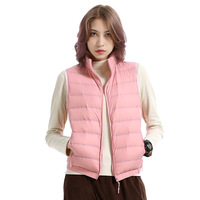 Gilet léger sans manches à col montant en velours de canard blanc DJ-P0428 pour le printemps et l'automne