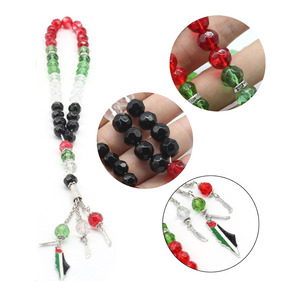 Cuentas de Palestina al por Mayor, 33 Piezas, Color Rojo, Verde, Blanco y Negro, para Regalo - Product Image 1