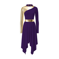 Robe de danse pour femme, costume de spectacle, patchwork de couleurs contrastées, robe de danse moderne, lyrique, valse, danse de salon, chorale d'église