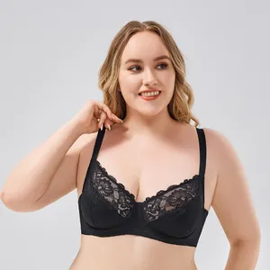 Strapless Clear Back Strap Convertible Bra with Lace Padded Underwired Plus  Size Brassiere : : Clothing, Shoes & Accessories