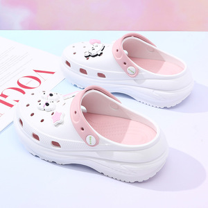 White Women's <b>Clogs</b> With Cartoon Bear Design Thick EVA Sole Summer Beach Shoes - Product Image 1
