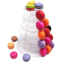 Présentoir à macarons en PET transparent, tour à dessert ronde à 4, 5, 6, 9 ou 10 niveaux, plateau d'emballage pour gâteaux, biscuits et bonbons