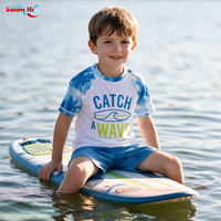Maillots de bain de protection solaire pour enfants ODM à manches courtes, respirants, anti-adhérents, avec plusieurs motifs, pour les sports nautiques
