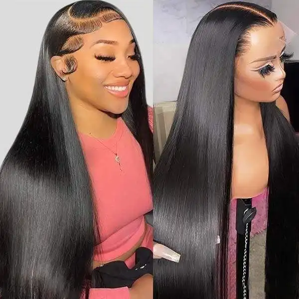 Straight Human Hair Lace Front Wig Human Hair For Black Women Silk Base Wig