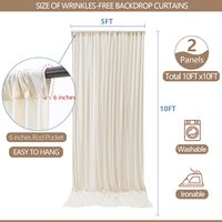 Tirai Latar Belakang Putih Anti Kusut 10x10 kaki untuk Pesta, Kain Lembut, Tirai Pernikahan, Tirai Latar Belakang Hitam 5x10 kaki, 2 Panel