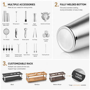 Ensembles de shakers à cocktails avec logo personnalisé et support, kits de barman, mixologie pour promotion, cadeau, <span class=keywords><strong>bar</strong></span>, club, usage professionnel - Product Image 2