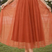Robe de Demoiselle d'Honneur Orange Brûlé, Épaules Dénudées, Bustier Cœur, Tulle, Coupe A-Line, Longueur Thé, Robe de Cérémonie OEM pour Invitée de Mariage