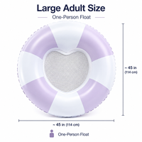 Bouée de natation gonflable OEM, rose à rayures, avec fond en maille, en PVC sans phtalates, jouet aquatique, transat pour adulte, personnalisable
