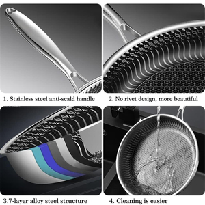 Triply Stainless Steel Frying <b>Pan</b> Saute <b>Pan</b> Non-Stick Coating Gas <b>Induction</b> Cooking 3 Layers Stainless Steel Fry <b>Pan</b> - Product Image 5