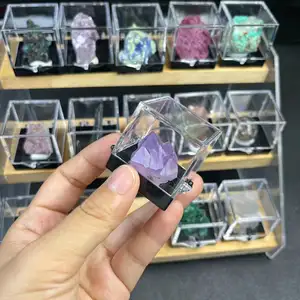 Atacado Natural Raw Stone Box Cristal Beautiful Specimen Caixas Presente Ametista Para Decoração