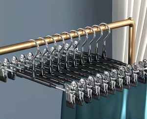DS3979 Heavy Duty Space Saving Adjustable Skirt <strong>Hangers</strong> Non-Slip Trousers Clothes <strong>Hanger</strong> Metal Pants <strong>Hangers</strong> with <strong>Clips</strong> - Product Image 3