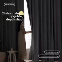 Gorden Blackout Tebal Gaya Prancis 2024 Black Gold Grommet, Kamar Tidur Ruang Tamu Mewah Lipit Rajut 100% Poliester