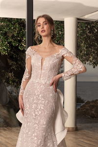 Robes de mariée sirène africaines personnalisées 2024 dentelle amovible traînant blanc Beige robe de mariée en tulle Vestidos De Novia - Product Image 5