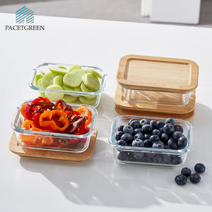 Özelleştirilmiş hava geçirmez 375ml mutfak cam öğle yemeği hazırlık kutusu bambu kapaklı cam gıda saklama kapları - Product Image 2