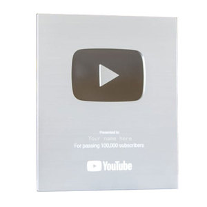 Vendita calda trofeo gioco personalizzato pulsante di metallo targa premio <span class=keywords><strong>youtube</strong></span> targa - Product Image 1
