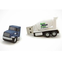 Clé USB créative en forme de camion malaxeur à béton 3D pour la promotion de l'industrie de la construction