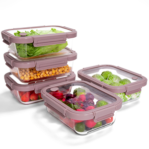 BPA Free High Borosilicate Glass <b>Storage</b> Container <b>Microwavable</b> Dishwasher Safe Eco-Friendly Back School Preservation Glass Lid - Product Image 4