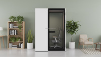 Cabine de réunion acoustique moderne et portable pour 2 personnes, insonorisée, avec verre trempé de 6 mm et structure en alliage d'aluminium, idéale pour hôtels et entrepôts