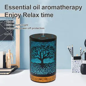 Difusor de aroma de aromaterapia, umidificador ultrassônico com 7 luzes coloridas, óleo essencial de árvore de arte em ferro direto da fábrica