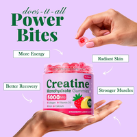 Complément alimentaire pour femmes, 120 gommes de créatine monohydrate 5000 mg, saveur fraise-citron, avec collagène, vitamine D3, fer et calcium
