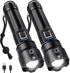 ไฟฉาย LED แบบชาร์จไฟได้ ความสว่างสูง 990000 ลูเมนส์ สว่างมาก 5 โหมด ปรับโฟกัสได้ กันน้ำ IPX6 ตัวเรือนอะลูมิเนียม สำหรับตั้งแคมป์และเดินป่า - Product Image 1