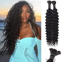 Extensions de cheveux naturels noirs brésiliens Remy de qualité supérieure, cheveux vierges alignés sur la cuticule, cheveux bouclés profonds pour tresses bohèmes