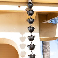 Chaînes de pluie Art Déco en métal sur mesure, finition brillante, résistantes aux intempéries, avec grandes coupelles en forme de lotus, pour remplacement de gouttière de jardin