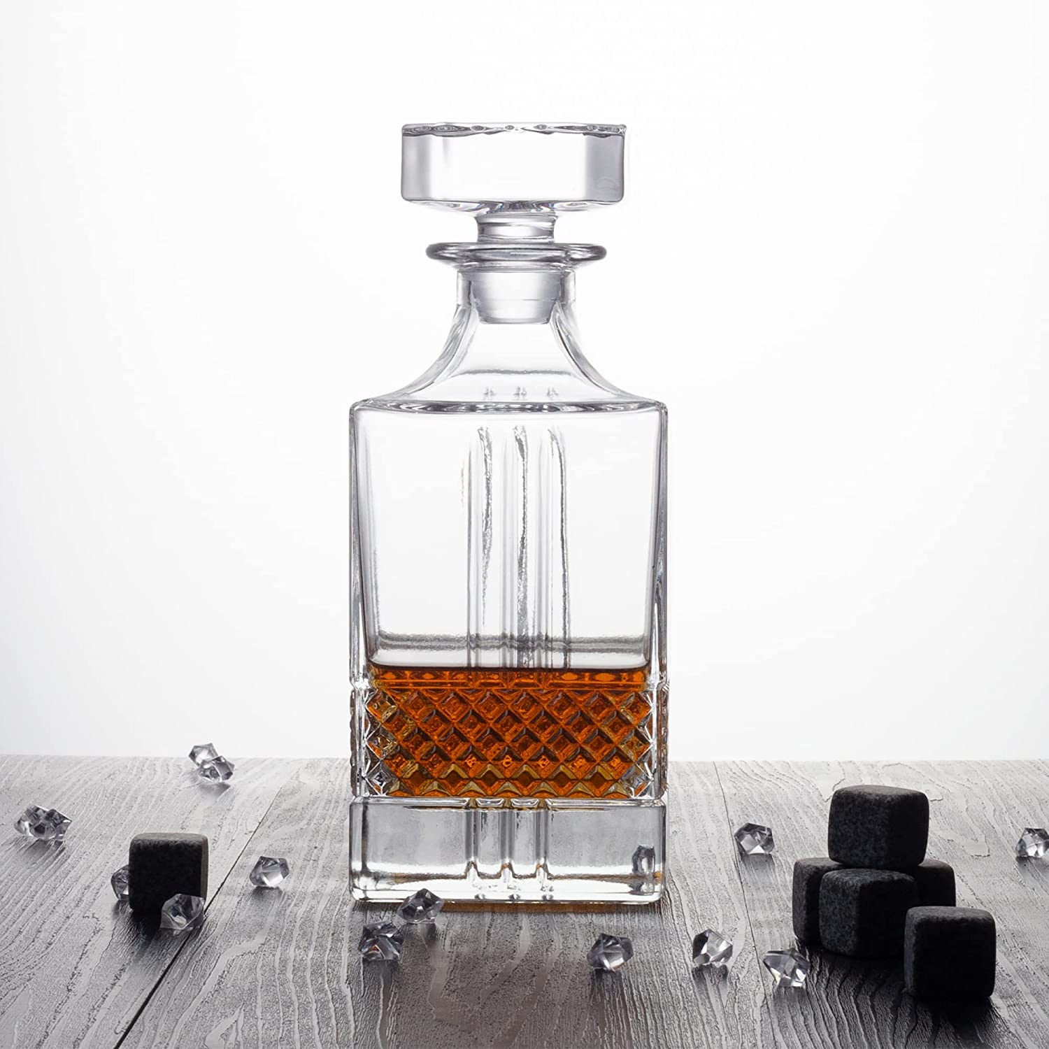 Whiskey Decanter and Glass Stopper 27 oz Square Decanter for Whiskey
