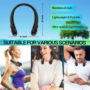 Ventilador de Cuello sin Aspas de Fibra de Carbono de Alta Calidad, Mini Ventilador Personal Recargable con Fuerte Succión para Uso en Exteriores en Verano - Product Image 6