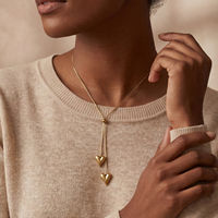 Collier à pampilles en forme de cœur en acier inoxydable plaqué or, étanche et tendance