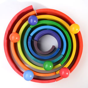 Vendita diretta in fabbrica di legno 6 <span class=keywords><strong>Rainbow</strong></span> Ball building blocks parti di giocattoli Montessori - Product Image 1