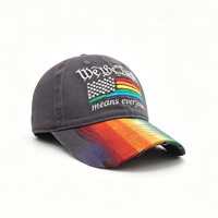 Casquette de baseball unisexe 6 panneaux en polyester/coton, style urbain tendance, motif arc-en-ciel coloré brodé, toutes saisons
