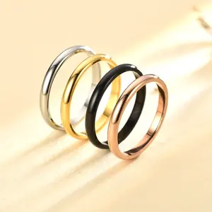 Girls Stainless Steel Simple Ring Smooth Surface Can Be Customized LOGO Ring Electroplated Gold Ring Women's Jewelry