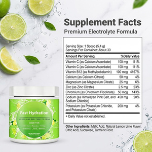 Envío Rápido, Polvo Electrolítico Hidratante Sin Azúcar de Limón y Lima, Mezcla de Bebida Hidratante Instantánea, Sal Rosa del Himalaya, Polvo de Vitaminas - Product Image 3