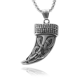 Yunnique – collier avec pendentif en forme de dents de tigre, en acier inoxydable, rétro, forme d'animal, design géométrique, pour hommes, 190203 - Product Image 4