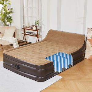 <span class=keywords><strong>Matelas</strong></span> gonflable double confortable épais en PVC souple floqué à double faisceau de vagues surélevé avec pompe intégrée AC - Product Image 2
