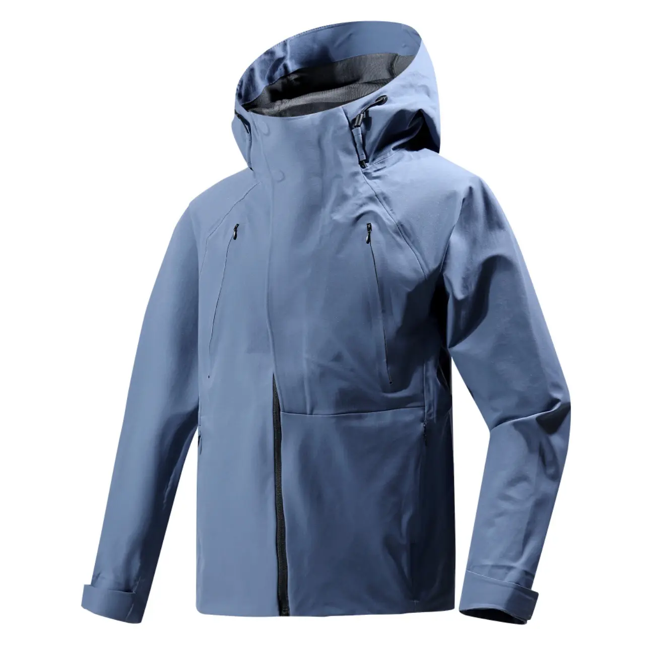 Custom Men's Wholesale Lightweight Waterproof Windbreaker Hooded Rain Jacket Outdoor Raincoat Camping Climbing Hiking Jacket