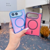 Étui de téléphone magnétique à changement de couleur dégradé, coque givrée au toucher doux, compatible avec iPhone Duo