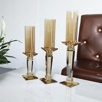 Neues Design Champagner Gold Kristall rohr Kerzenhalter für Hochzeit Herzstück