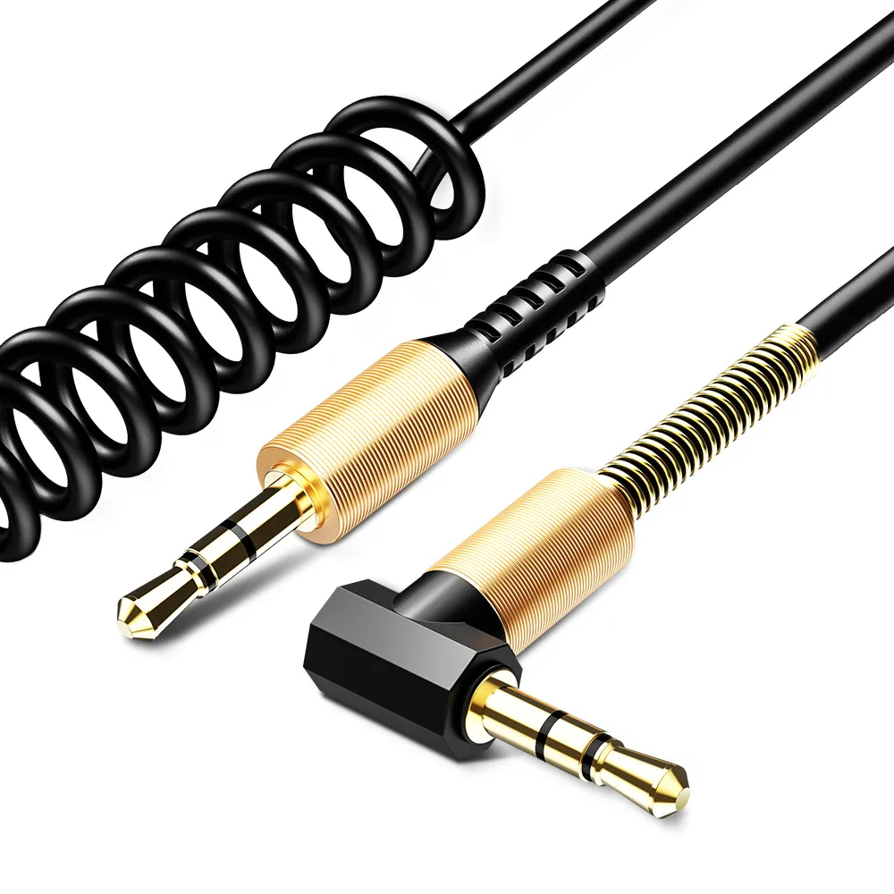 1 Sample OK RAXFLY Spring 3.5mm Male to Male Cable Speaker Headphone Stereo Jack Aux Audio Cable