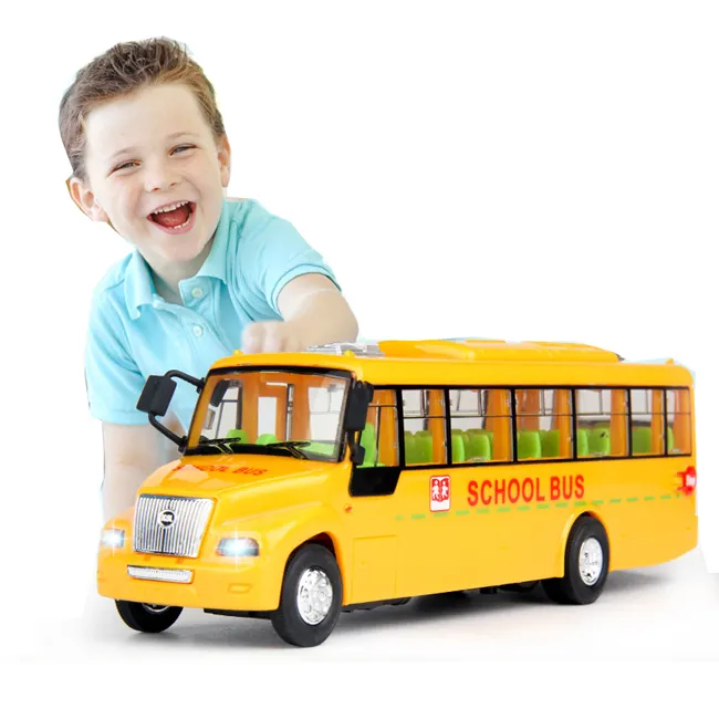 黄色のスクールバスのおもちゃは赤ちゃんのためのドアの音楽ライト機能シミュレーションバスのおもちゃを開きます