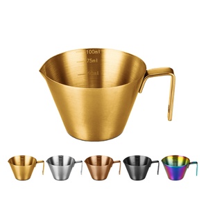 Tasse à Verser en Acier Inoxydable Argent Or avec Échelle de Mesure de 100 ml pour Café <span class=keywords><strong>Thé</strong></span> au Lait - Product Image 2