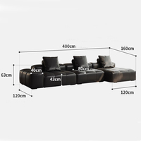 Mesa de Centro de Lujo con Tapa de Piedra, Mesa de Centro Modular de Cuero Genuino con Estructura de Madera Sólida para Hoteles y Salas de Estar de Alta Gama