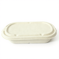 Op Maat Bedrukte 850Ml 1000Ml Bagasse Pulp Meelbox Met Deksel Biologisch Afbreekbare Wegwerp Bagasse Voedselcontainer Voor Afhaalmaaltijden
