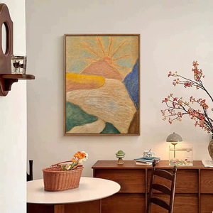 Peinture à l'huile abstraite peinte à la main, effet visuel 3D, cadre en bois, pour décoration de salon, bureau, salle de thé - Product Image 1
