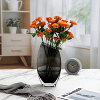 Vase en verre soufflé à la main, design incliné, style nordique simple et luxueux, pour fleurs fraîches hydroponiques, salon, table à manger