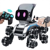 Luxuriöser 8-Rad-Stunt-Mechanik-Hund, Dual-Steuerung, Dreifach-Akku RC-Auto, Schwenkarm-Kletterfunktion, Lichter & Musik Roboter-Spielzeug