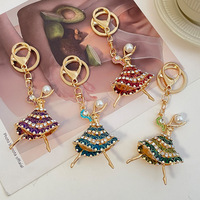 Porte-clés Ballerine Métallique Tendance, Meilleure Vente, avec Strass Brillants et Émail, Breloque Danseuse de Ballet, Anneau pour Clés de Voiture, Cadeau en Gros